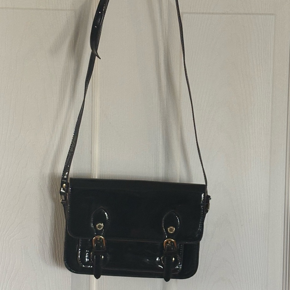 Steve Madden Black Patent Faux Leather Shoulder/Crossbody Bag
